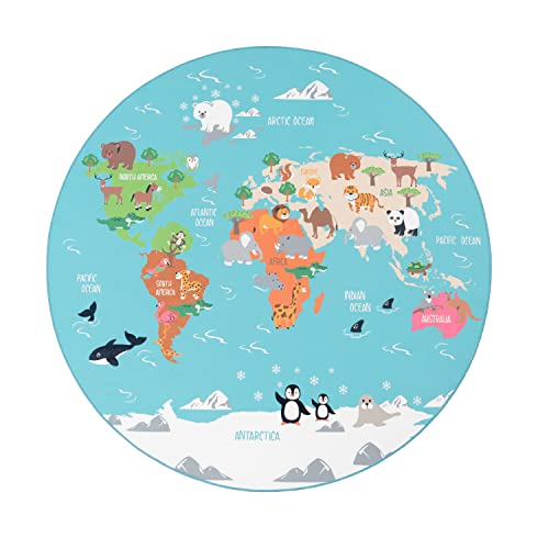 Paco Home Tapis Enfant Tapis Rond Chambre Enfant Tapis De Jeux Tapis Enfant Route Moderne 200 Cm Rond Beige 2 93949834